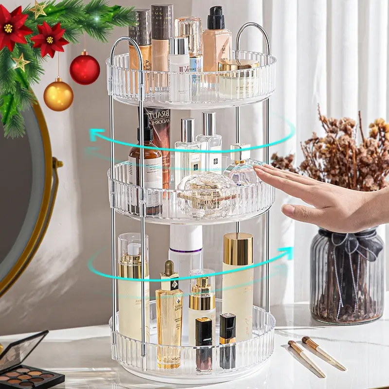 Nw 2Lbs 3 Tier/ 2 Tier 360° Rotating Makeup Organizer, Bathroom Make Up Spinning Holder Rack, Fits Cosmetics, Perfume, Skincare