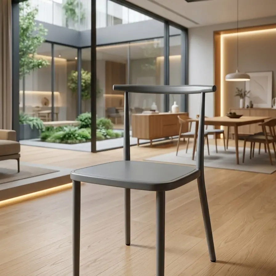 Pre-Assembled Armless Modern Dining Chair - Durable Plastic Seat, Metal Frame Contemporary Side Chair for Kitchen, Dining Room
