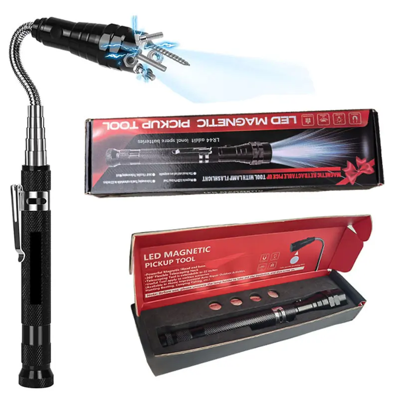 Extendable Magnetic Pickup Tools-Telescoping Magnet with LED Flashlight Gifts for Men, Fathers Day Mens Gifts from Daughter Son, Birthday Gifts for Men Dad Him