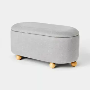 Havenstone Pill Shaped Storage Bench Gray Woven Fabric - Threshold designed with Studio McGee
