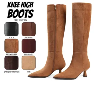Knee High Boots for Women Pointed Toe Stiletto High Heel auggie boots Side Zipper Easy Pull On Tall Comfy Wide Calf Fashion Gifts Date Summer Spring Party Wedding Work Casual Outings Dressy Shoes