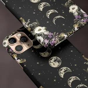 Moon Phases Celestial Phone Case, Floral Case, Cottagecore Case, Magsafe Phone Cases  For IP X 11 12 13 14 15 16 17 S21 S22 S23 S24 S25-Ultra Series