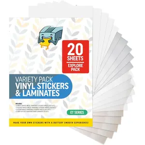 Explore (Epson Printers) - Printable Vinyl Sticker Paper for Inkjet Printer (Blank Stickers) and Laminate Sheets: 5 Matte, 5 Glossy, 5 Clear  Printable Sticker Paper, 5 Anti-UV Laminate.
