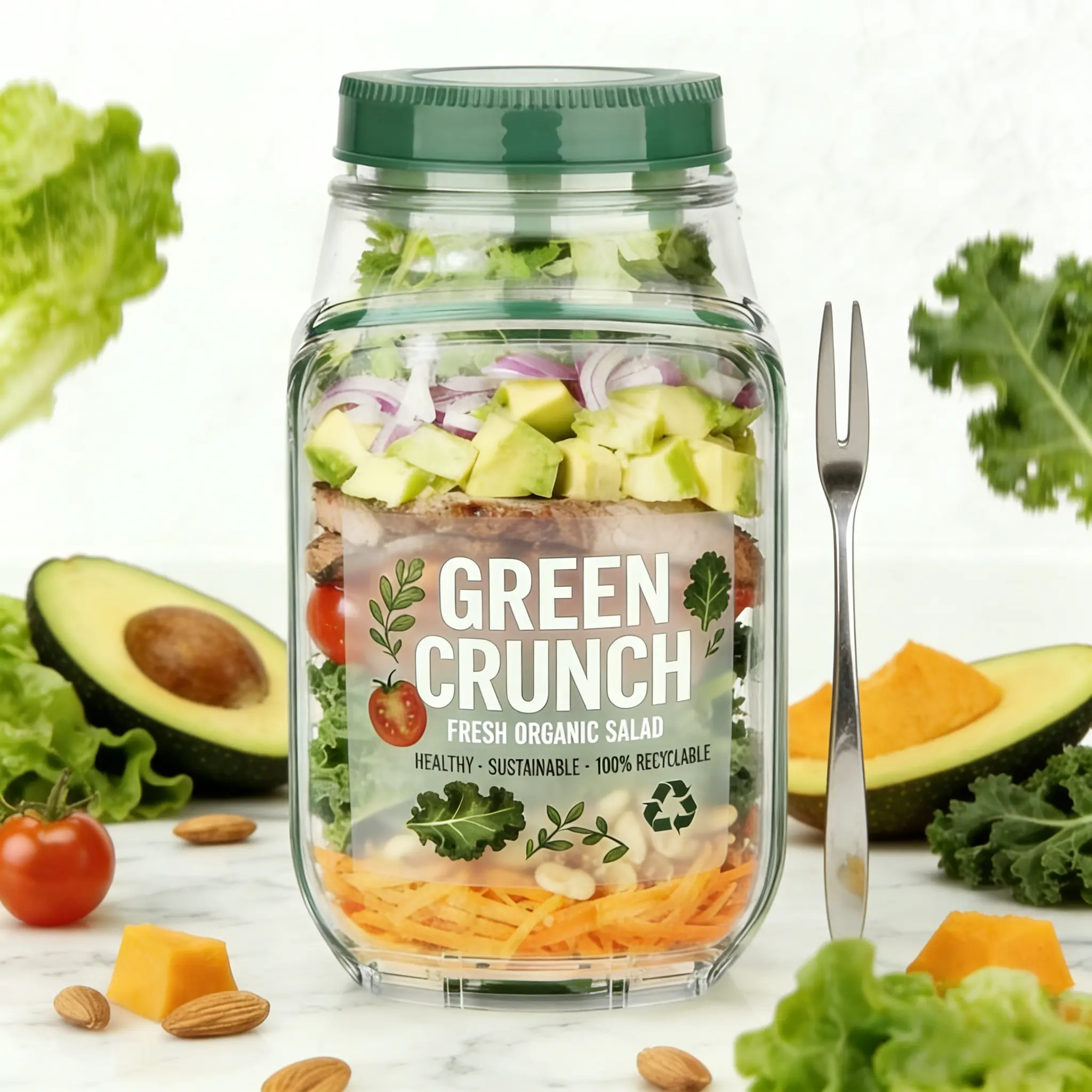 【Fork included】1000ml Large Salad bottles Salad Bowl Mason Jar with Side Opening & Dressing Compartment Leak-Proof Portable Container Microwave & Dishwasher Safe for Home Office Travel bento box summerwins#dealsforyoudays