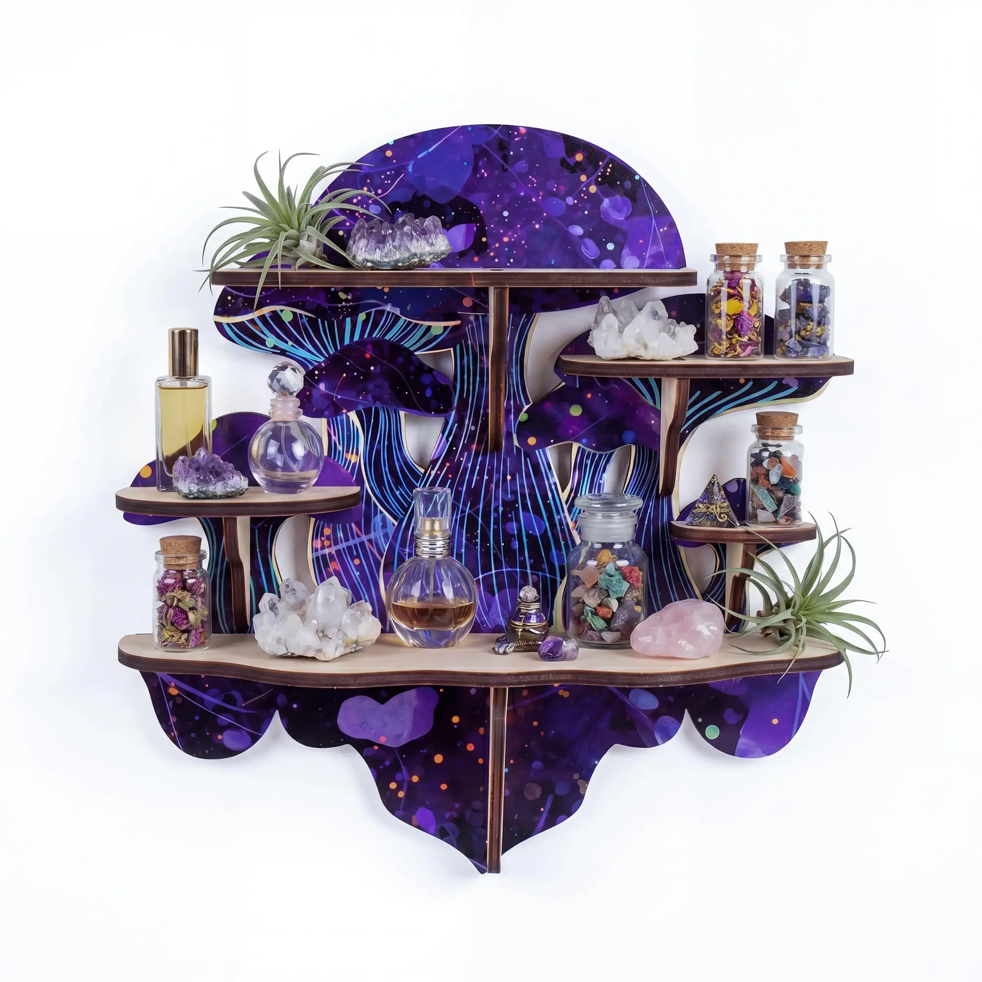 Witchy Bedroom Decor Mushroom Crystal Display Shelf, Gothic Wall Shelf Wall shelf for crystals, rocks and essential oils, whimsical gothic decor, altar trinket shelf and witchy gift for women