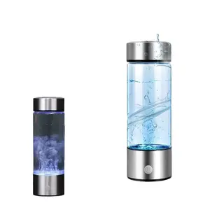 Hydrogen Water Bottle 2025 Silver Non-BPA Free Portable Aesthetic Glass Drinkware with LED Indicators Transparent Window for Enhanced Hydration
