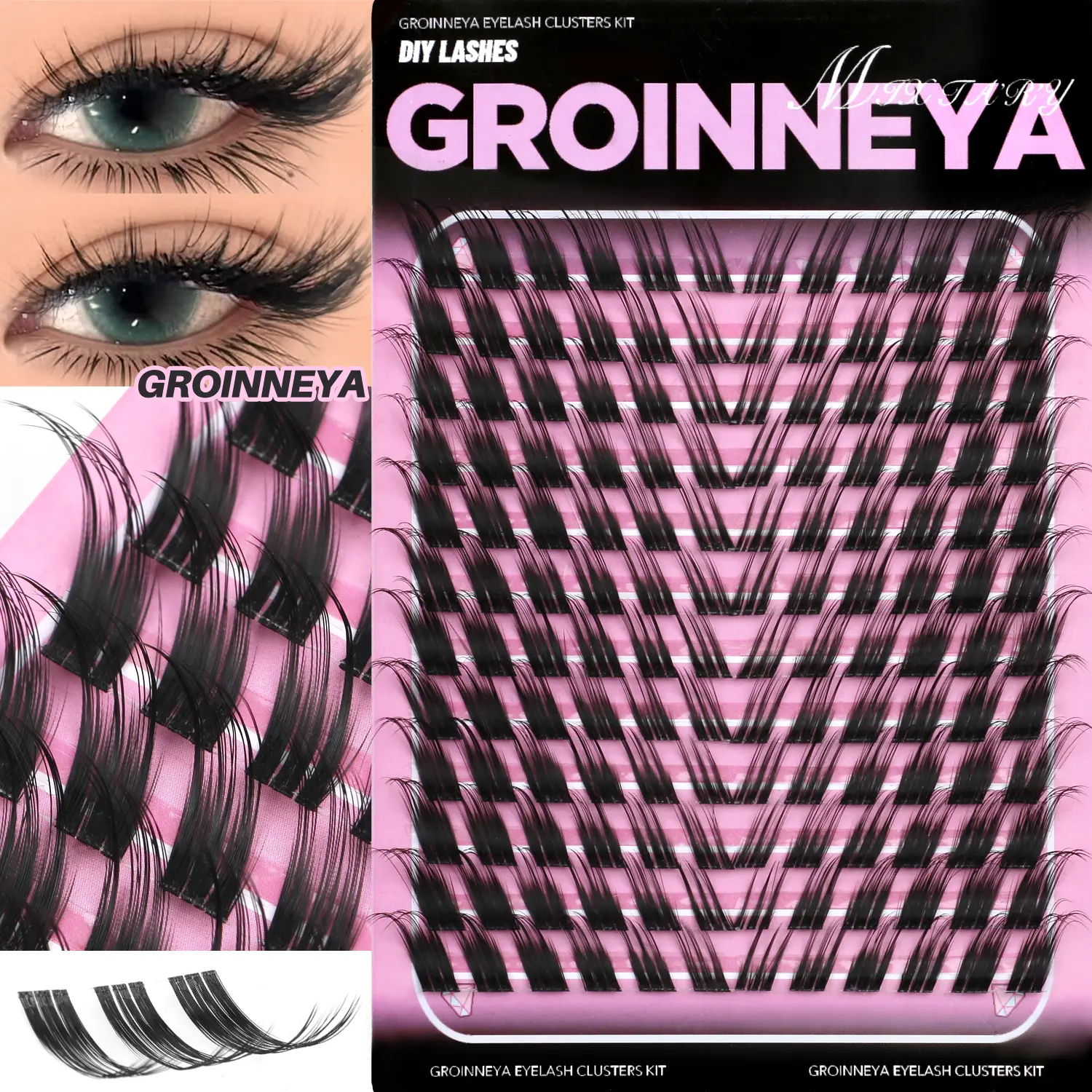 GROINNEYA 96-144PCS Fairy Wispy Individual Lashes C Crul False Eye Lashes Fox Eye Lashes Mix Length Luxurious Cluster Lashes Lightweight Natural Look DIY Lashes Glam Volume Lash Extension,Curl Cluster Lashes,Eyelash Extension,DIY False Eyelashes