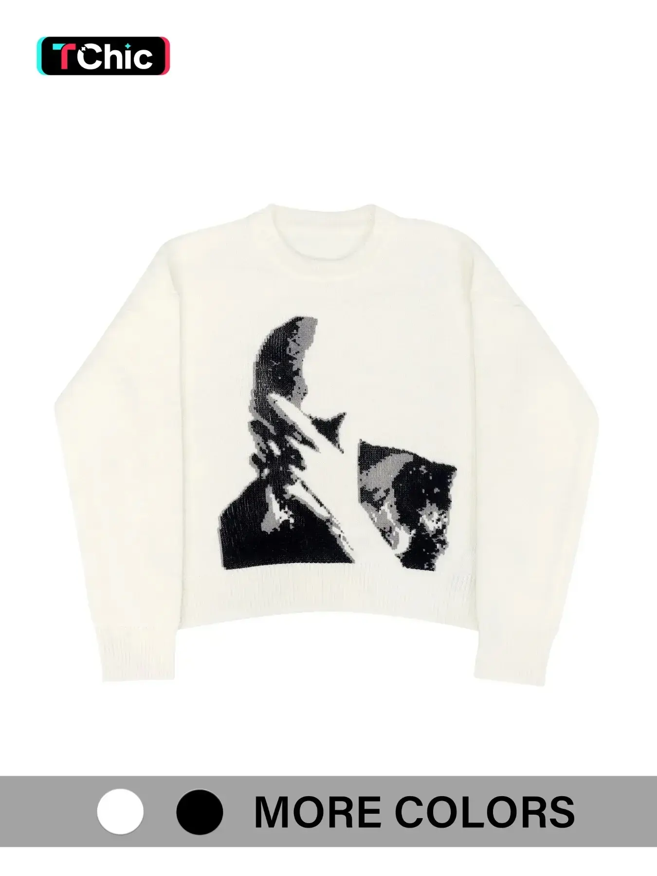 Women's Figure Print Round Neck Sweater, Casual Cozy Long Sleeve Jumper, Ladies Fall & Winter Knitwear for Daily Wear