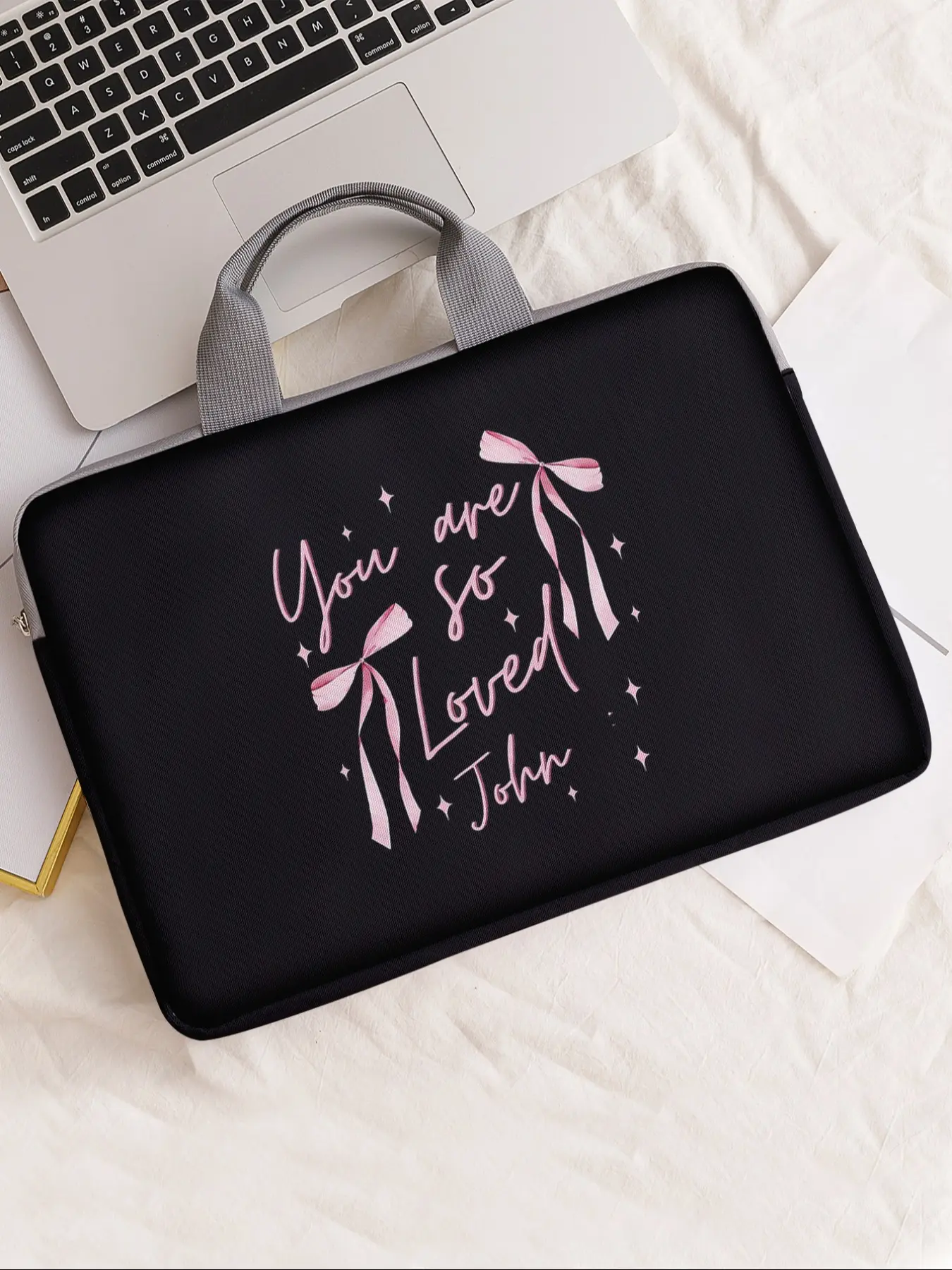 Butterfly Pattern Printed Notebook Cover, Soft Laptop Sleeve, Fits Laptops & Tablets, Casual Zipper Storage Bag, All Seasons Use
