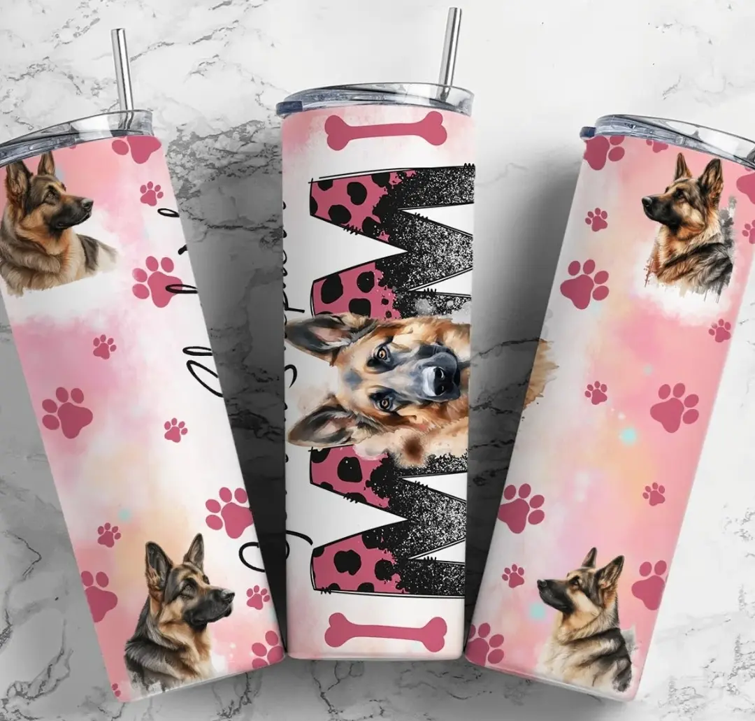 German shepherd mom 20 oz skinny tumbler