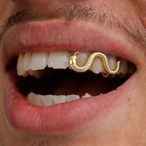Popular three-piece gold-plated snake-shaped braces, street fashion accessory for men