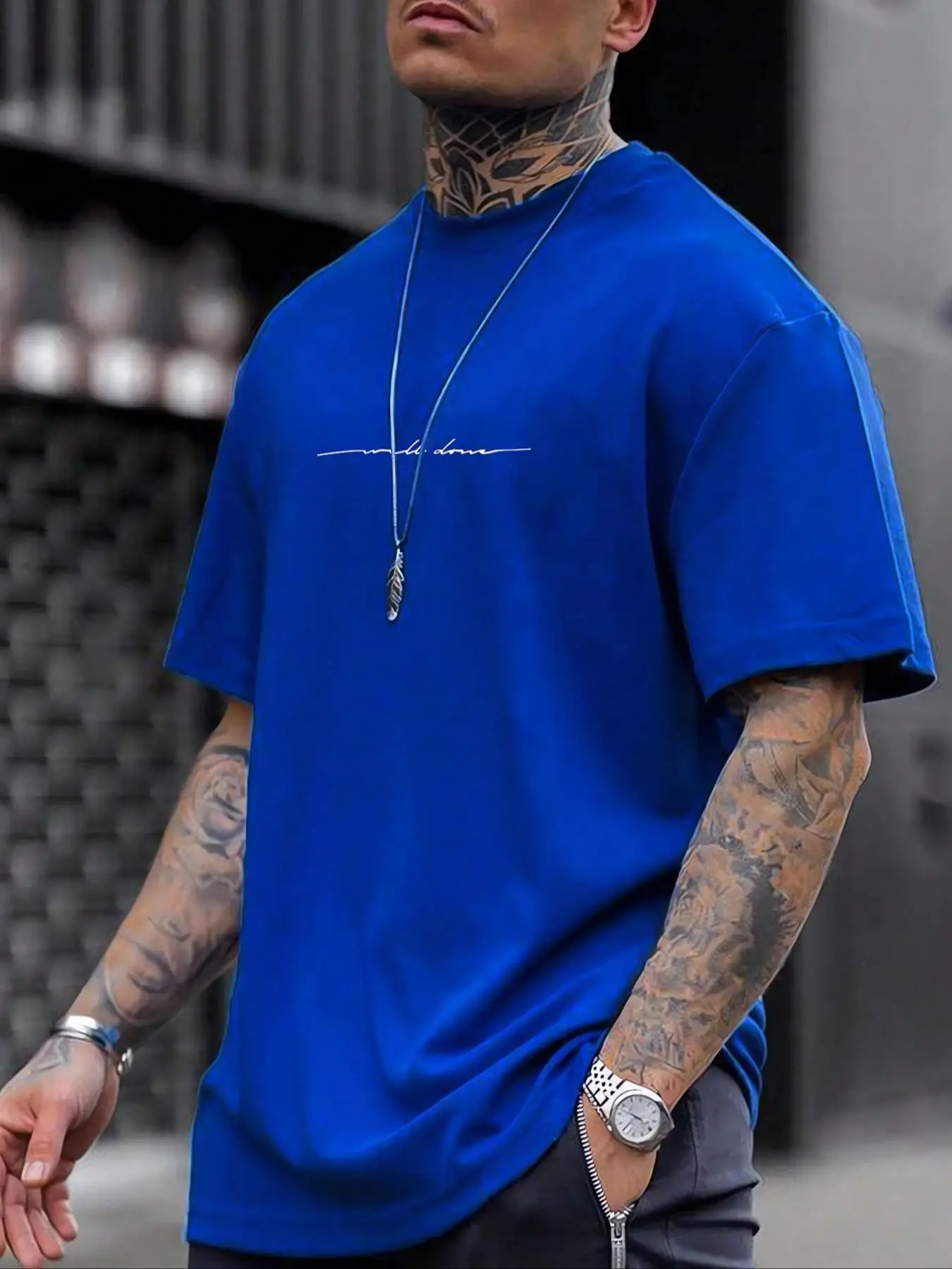 Men's Letter Print Round Neck Tee, Regular Fit Fashion Short Sleeve T-Shirt, Summer Clothes, Men's Top for Daily Wear