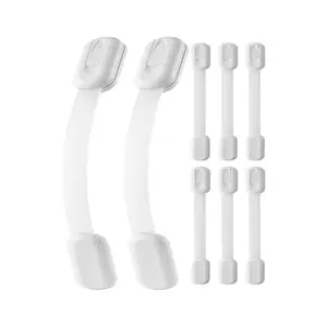 VEVOR Child Safety Strap Locks, 8 Packs Adjustable Baby Proofing Cabinet Locks, 3M Adhesive Cabinet Drawer Door Latches, No Drilling Required, for Fridge Dishwasher Toilet Seat Cupboard Oven Trash Can