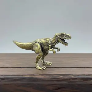 Brass Tyrannosaurus Rex Dinosaur Design Statue, Copper Collectible Figurine, Creative Home Office Decor, Multifunctional Indoor Outdoor Decoration, Decorative Figurines