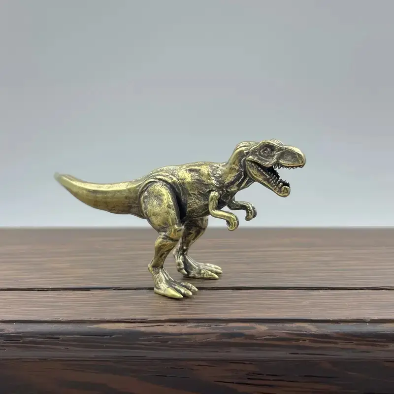 Brass Tyrannosaurus Rex Dinosaur Design Statue, Copper Collectible Figurine, Creative Home Office Decor, Multifunctional Indoor Outdoor Decoration, Statues for Home Decor, Decorative Figurines