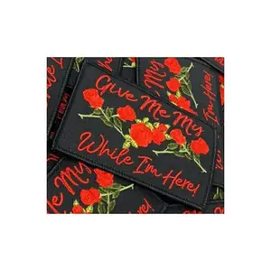 Patch Party Club, 1-pc, "Give Me My Roses, While I am Here," Statement Patch, 4"x3" Patch, Iron-on Embroidered Patch; Cool appliques, Rose Patch