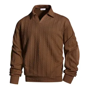 American Vintage Cable Knit Polo Collar Autumn Winter Casual Knitted Sweater Knitwear Beige tiktok shop tiktok shop deals streetwear amazon fashion men clothes gifts for him