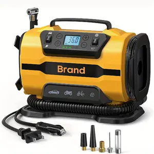 150PSI Portable High Pressure Pump Tire Inflator - Dual Power 110V AC & 12V DC Air Compressor with Digital Gauge & LED Light, Compact Design for Cars/SUVs/Boats/Bicycles/Motorcycles, Sleek Metallic Finish, Durable Constru