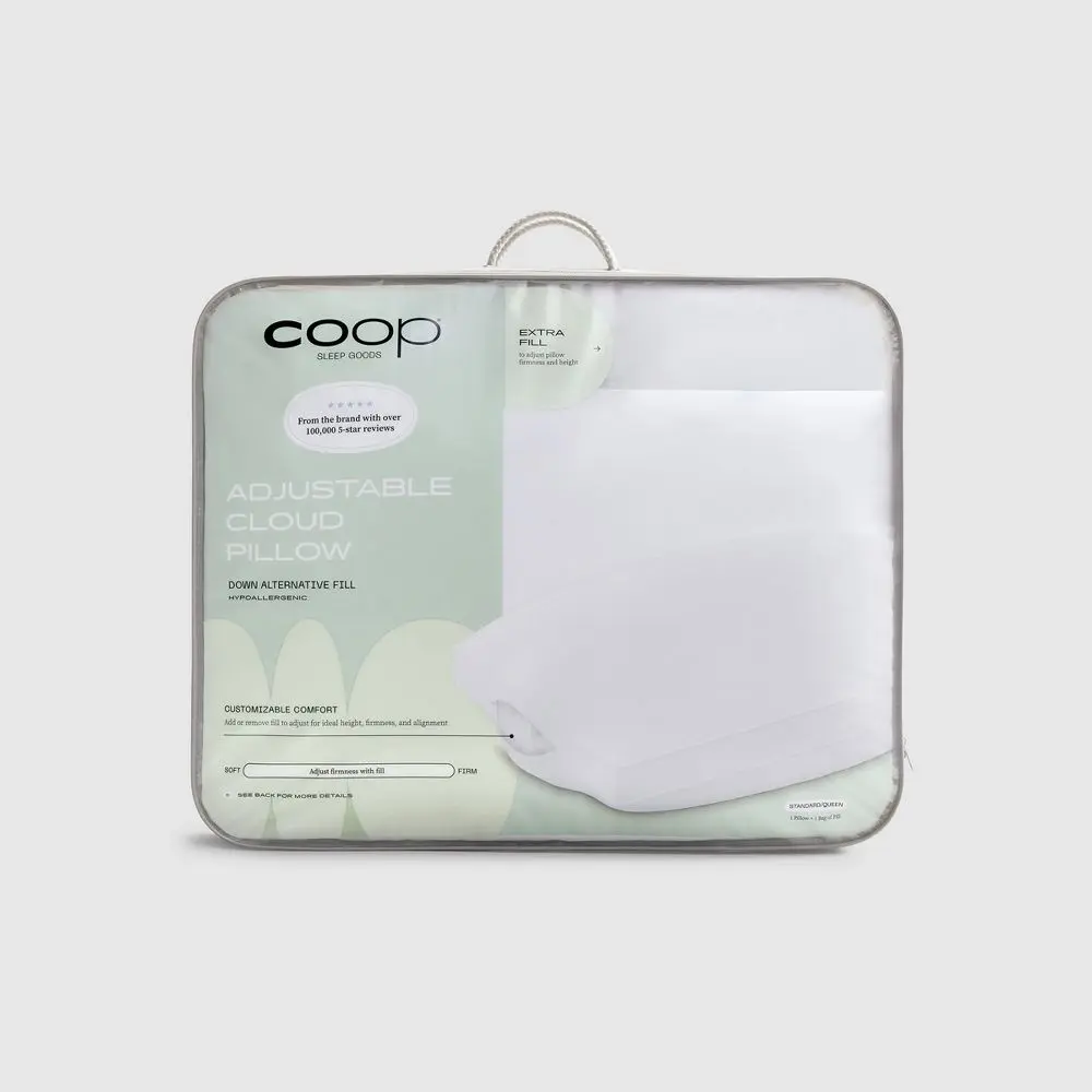 Coop Home Goods The Adjustable Cloud Bed Pillow - Medium Down Alternative Fill Coop Home Goods The Adjustable Cloud Bed Pillow - Medium Down Alternative Fill