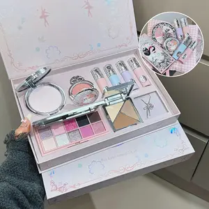 Pink ballet makeup gift box powder, powder blusher, lip mud, eye shadow, face repair, makeup set, holiday gift for gifts
