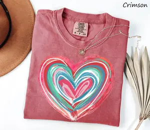 Comfort Colors Cute Heart Shirt, Brushstroke Heart Shirt, Christmas Gift, Womens Love Shirt, Valentines Day Shirt, Coquette Valentine Tee