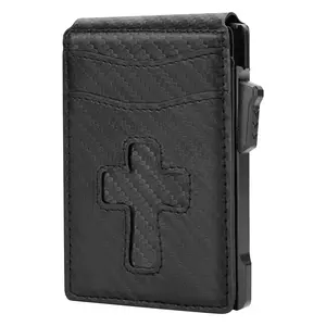 Cross Design  Wallet for Men,RFID Blocking Credit Card Holder Wallet for 6-9 Cards, Large Capacity Wallet with ID Windows & Cash Slot