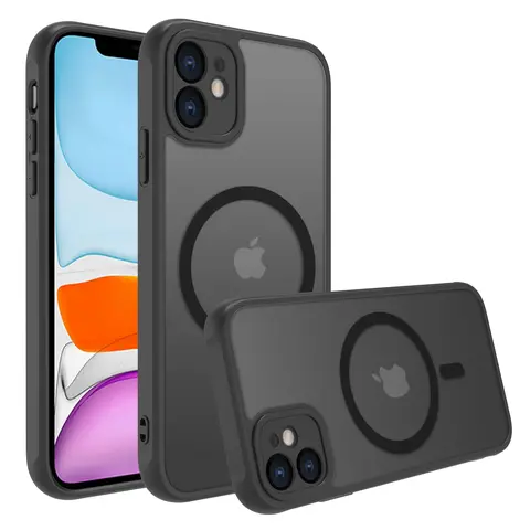 Military-Grade Shockproof Magnetic PC+TPU Cellphone Case for iPhone 11 - Translucent Matte Polycarbonate Cover, Anti-Scratch, Fingerprint-Proof, Dustproof Mobile Phone Accessory