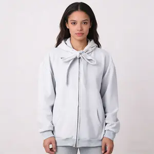 Matariki Bow Detail Oversized Hoodie | Zip-Up Streetwear with Drawstring Hood for Women - Matariki Studio