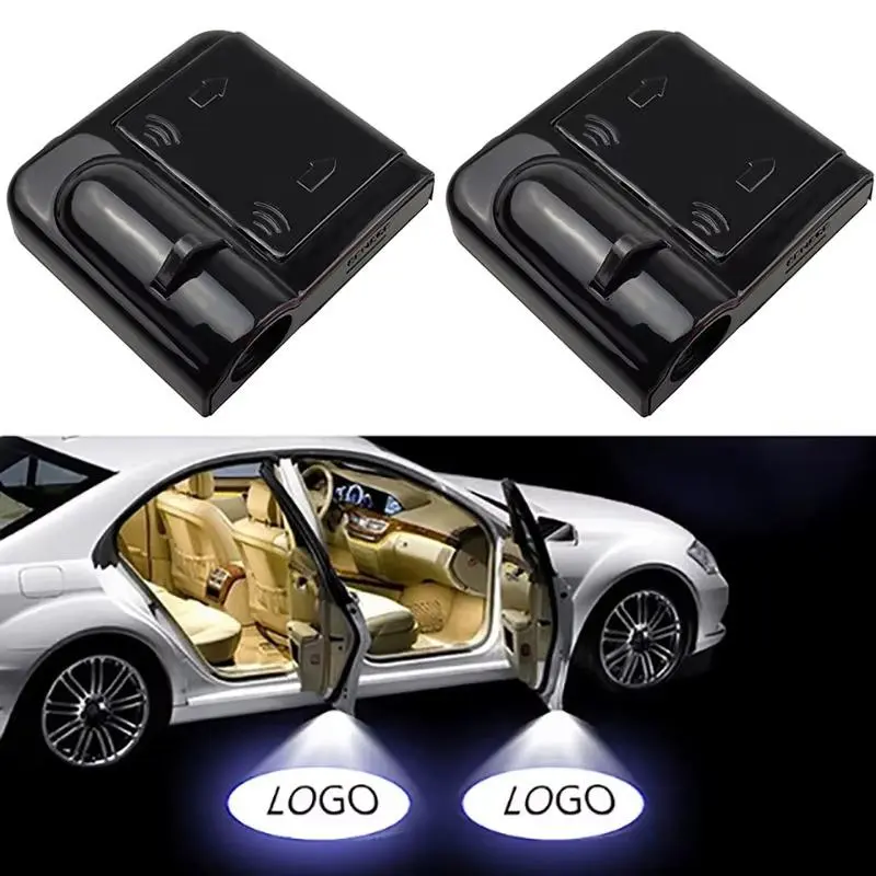2pc Wireless Led Car Door Welcome Laser Projector Logo Ghost Shadow Night Lights Car Styling Accessories Courtesy Decor Lamp Kit(Battery Not Included)