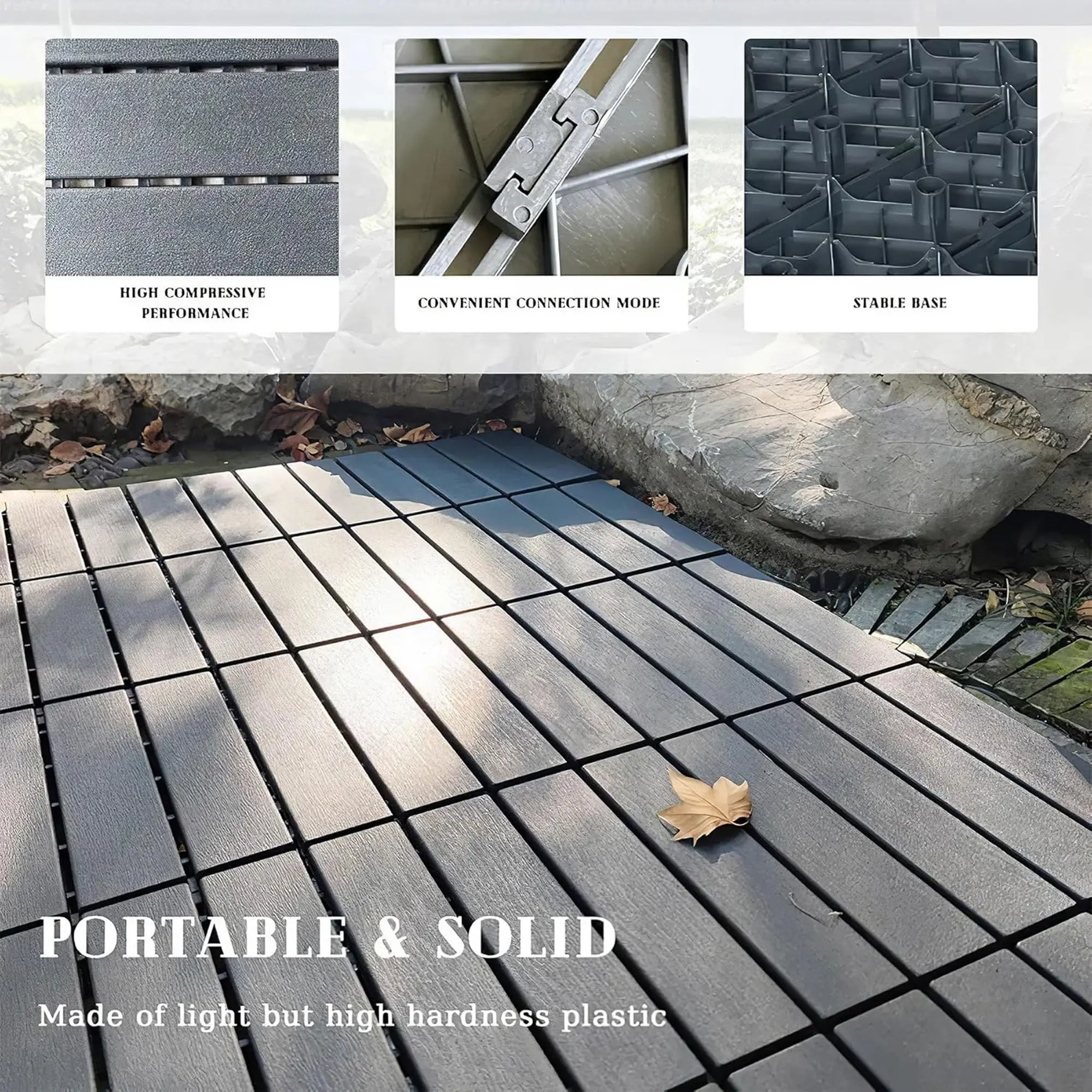 44-Pack Polypropylene Interlocking Patio Deck Tiles - Weather-Resistant Outdoor Flooring for Balcony, Porch, and Garage, Easy To Install, Easy To Clean 44-Pack Polypropylene Interlocking Patio Deck Tiles - Weather-Resistant Outdoor Flooring for Balcony, Porch, and Garage, Easy To Install, Easy To Clean