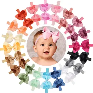 Girls Headbands Grosgrain Ribbon 4.5" Hair Bows Headband Big Bow Hair Bands for  Pack of 20