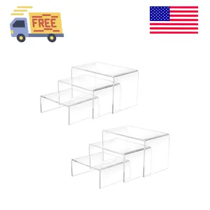 2 Sets Acrylic Display Risers (3",4",5"), Clear Product Stand, Cupcakes Holder