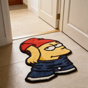 Cool Anime Style Irregular Carpet, Creative Cartoon Design, Fun Bedroom Bedside Decor, Trendy Living Room Sofa Mat, Universal Use, Kawaii Rug, Decorative Area Rug