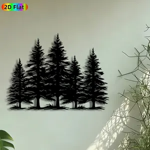 1pc Pine Tree Forest Metal Wall Art, Evergreen Trees Statue Mural, Artistic Metalwork, Modern Minimalist Design, Art Wall Decoration, Perfect for Christmas, Housewarming Decor, Perfect for Living Room Garden Fence Cabin Decor, Gift for Nature Enthusiasts