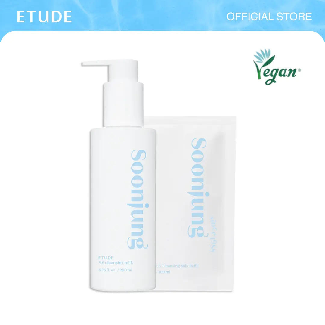 [ETUDE Official] Soonjung Cleansing Milk 6.8 fl oz (200ml) + 3.4 fl oz (100ml) Set | Gentle Hydration-Retaining Cleanse | Soothes Sensitive Skin | pH-Balanced Comfort | Facial Wash | Vegan cleanser