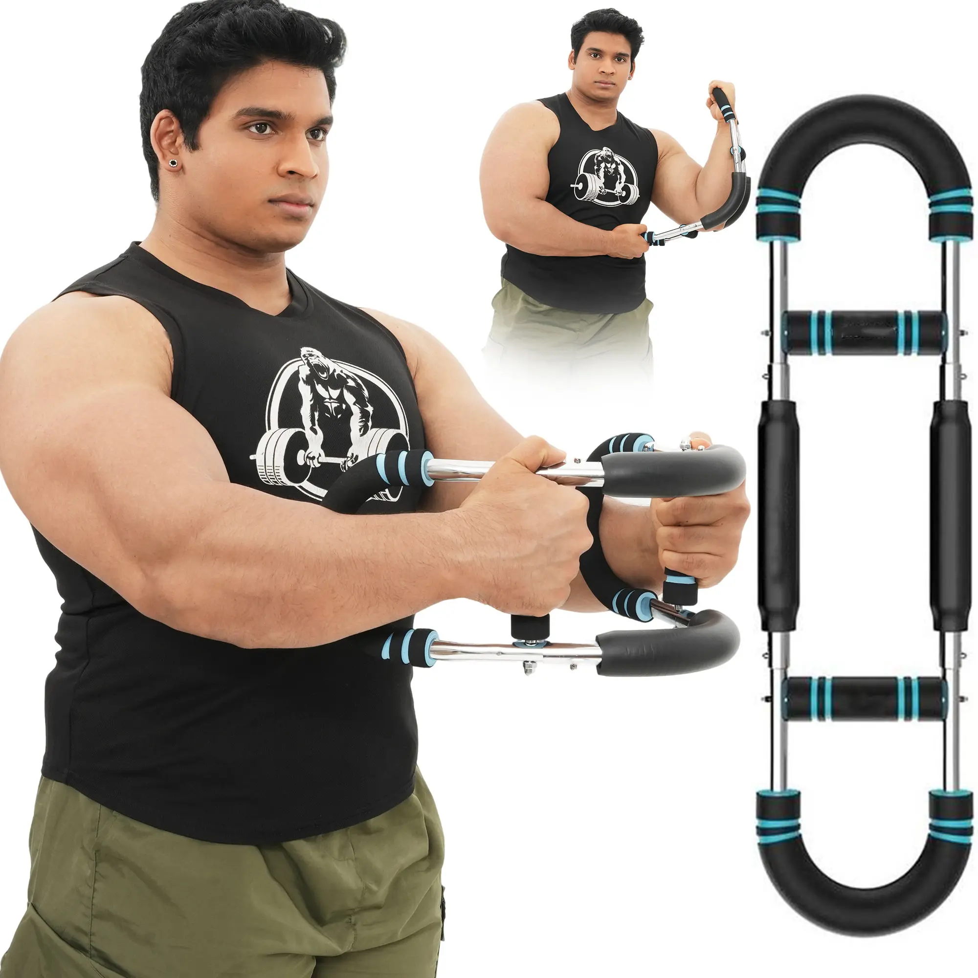Adjustable Power Twister Bar 60-90lb & 90-120lb, Portable Twister Arm Trainer for Effective Chest, Shoulder and Arm Muscle Exercise