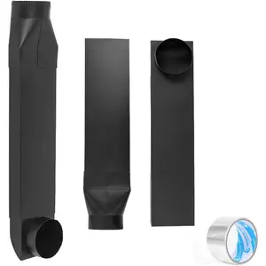 23-43in adjustable dryer vent,telescoping dryer vent,90?Inlet Straight Outlet fit for  and  4in Dryer Vent Outlet,for tight spaces periscope dryer vent(Stainless steel black)