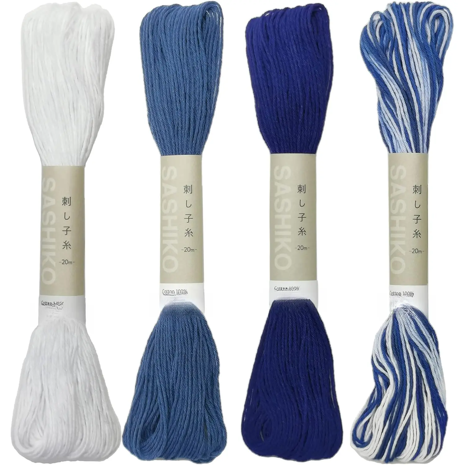 Sashiko  20m(21.8yds) 4skeins Color   Cotton (#01,#10,#18,#52)