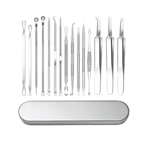 15-Piece Blackhead Kit – Stainless Steel Tools – Pimple Popper Set for All Skin Types with Portable Case – Skincare Routine, Sleek Design, Durable Construction