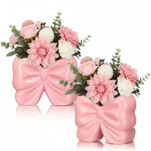 Butterfly Bow Succulent Plant Pot, Butterfly Bow Ceramic Flower Pot, Butterfly Bow Shaped Cactus Flower Container, Suitable for Home and Office Desktop Decoration, Party Decoration