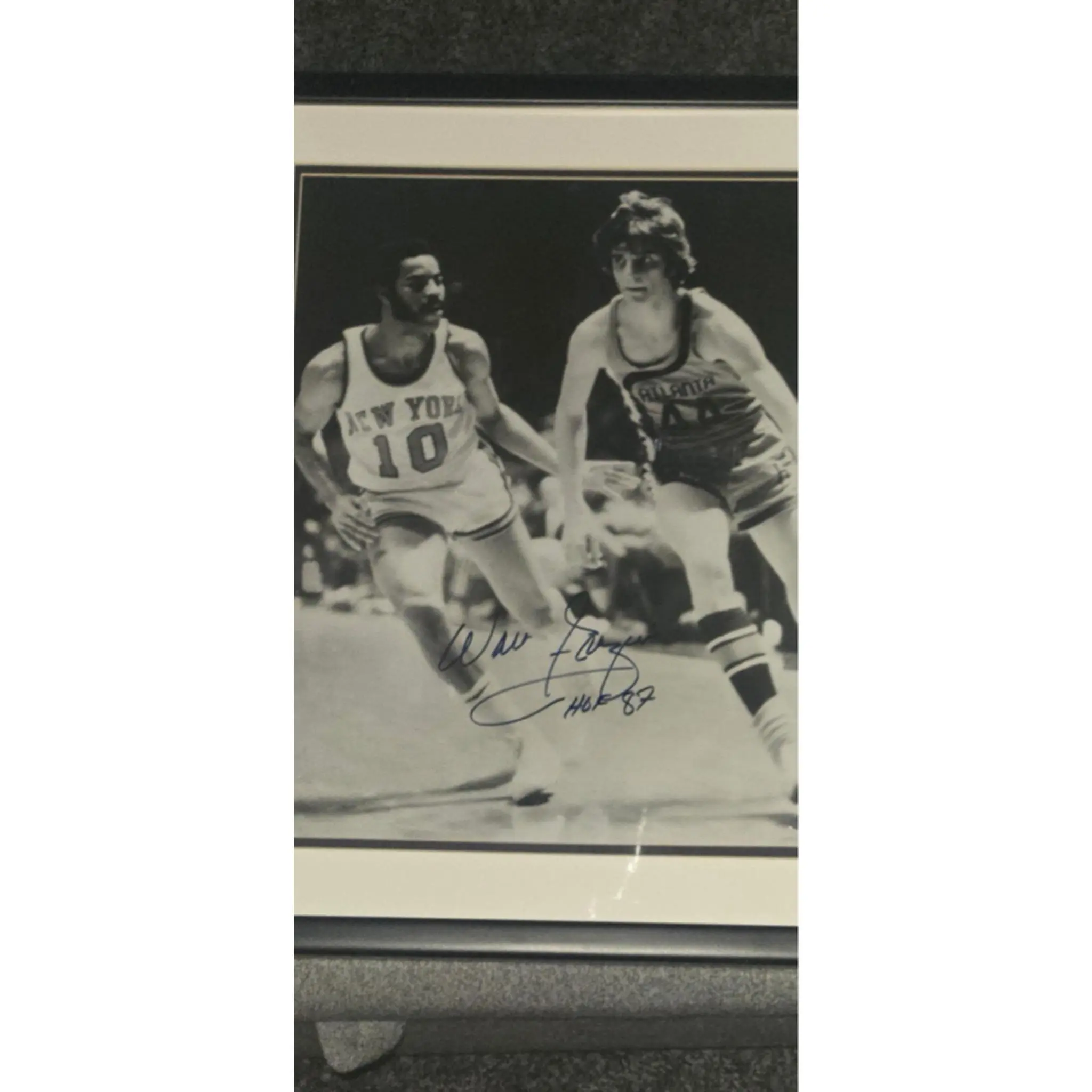 Walt "Clyde" Frazier Autographed Framed Photo HOF '87 Inscription Authentic Hand-Signed NBA Legend Display Piece