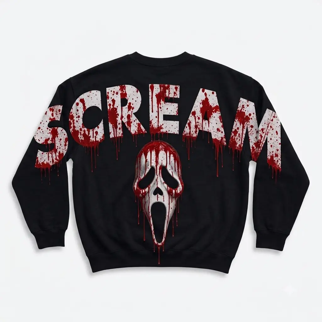 Scream Horror Sweatshirt | Bloody Ghost Face Graphic Crewneck | Scary Halloween Pullover | Horror Movie Fan Gift | Gothic Streetwear