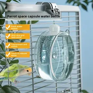 Bird Space Capsule Automatic Water Dispenser - Large-Size Push-Button Feeding & Drinking Tool for Cockatiels