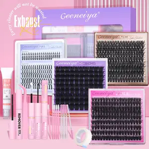 [EXHAUST]Geeneiya 5 Styles Lash Clusters Kit, Volume/ Mega/ Full/ Bottom Eyelash Clusters Extensions with Everything You Need for Beginners and Proficient, DIY at Home Easily