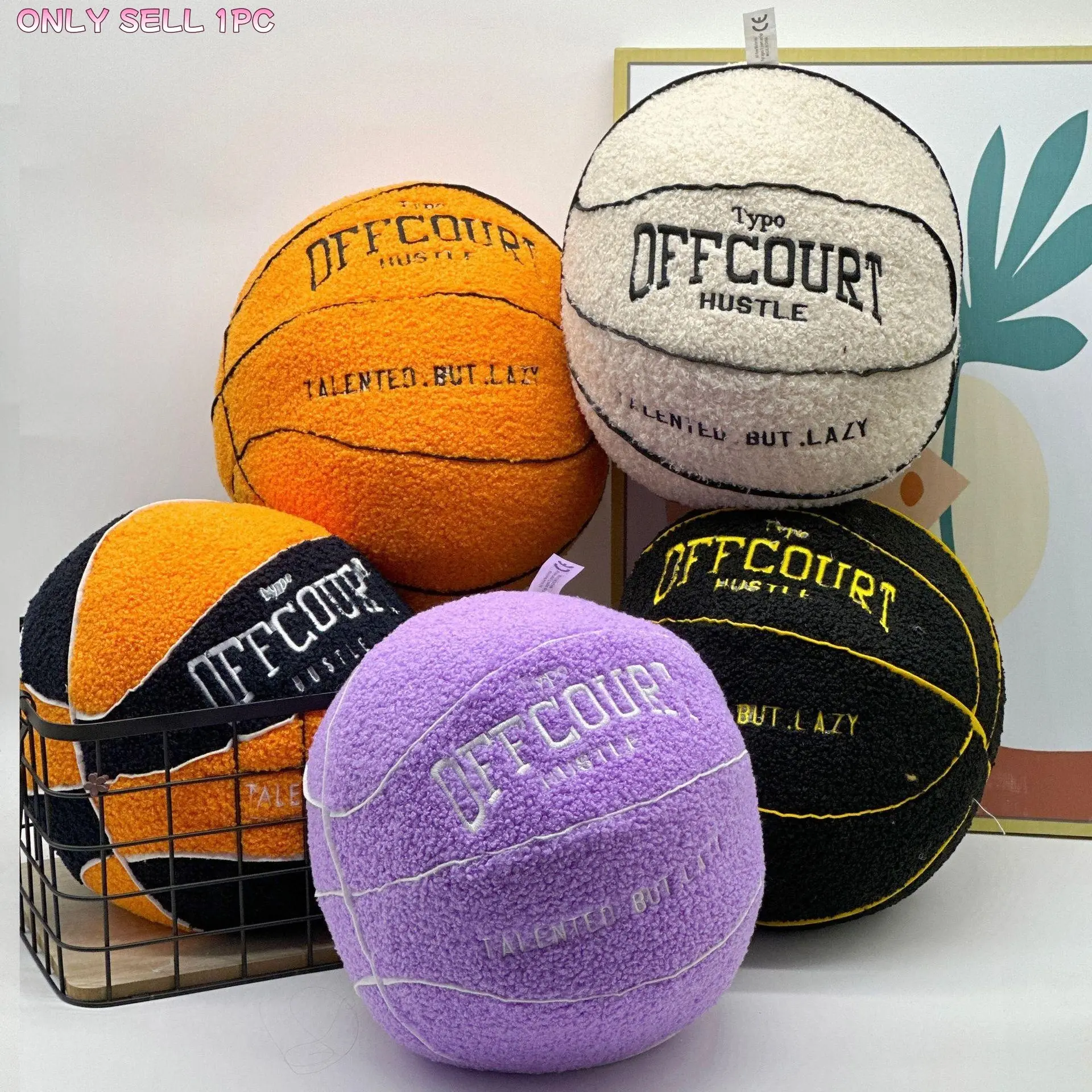Basketball Shaped Plush Toy, 1 Count Basketball Stuffed Toy, Plush Basketball Shaped Embroidered Pillow, Ideal Gift for Sports Enthusiasts & Fans, Gift for Her, Men's Gift, Soft Cuddly Gift