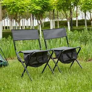 Portable Folding Outdoor Chair Set with Storage Bag, Steel and Oxford Cloth,Set of 2