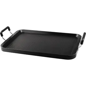 Stove Top Flat Griddle, 17 Inch 2 Burner Griddle Pan for Stove Top Grill,  Pancake Griddle, Non-Stick Top Griddle for Gas Grill, Charcoal Grill Griddle For Outdoor/Camping