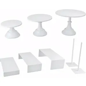 Set of 8 White Cake Stands Donut Holder Dessert Display Risers Cupcake Stand Serving Platter for Weddings Birthday Baby Showers Anniversary