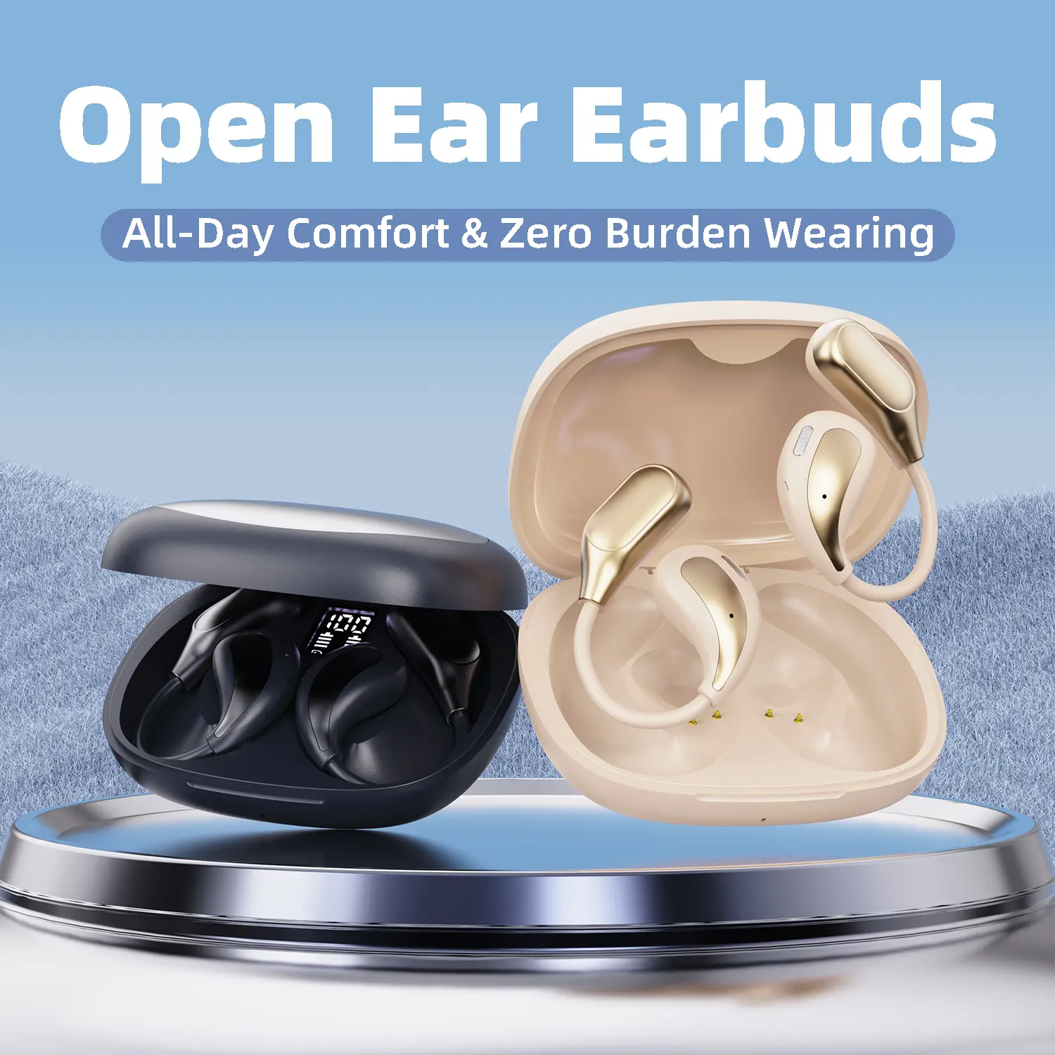 Open Ear Wireless Earbuds, Ultra Light Hook On Bluetooth 5.4 Earphones, Dual Anti-Leakage Stereo Sound, IPX4 Water Resistant, All Day Comfort No Ear Pressure, Long 35H Playtime for Running Workout Driving Office Travel Sports Daily Use