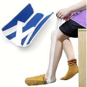 Wide Sock Aid, Sock Aid Device for Elderly, Disabled, Pregnancy, Sock Aids for Putting On Socks, Soft Sock Puller Aid Sock Helper Aid Tool Easy On and Off, Sock Assistant Device Bending(Dark Blue)